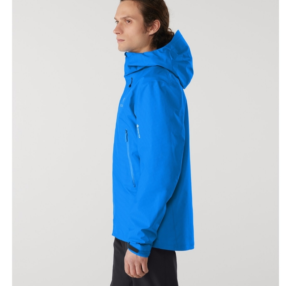Arc'teryx Traverse Jacket Blue Goretex Pro Light Shell Men L Hooded Full Zip NEW - Picture 3 of 16